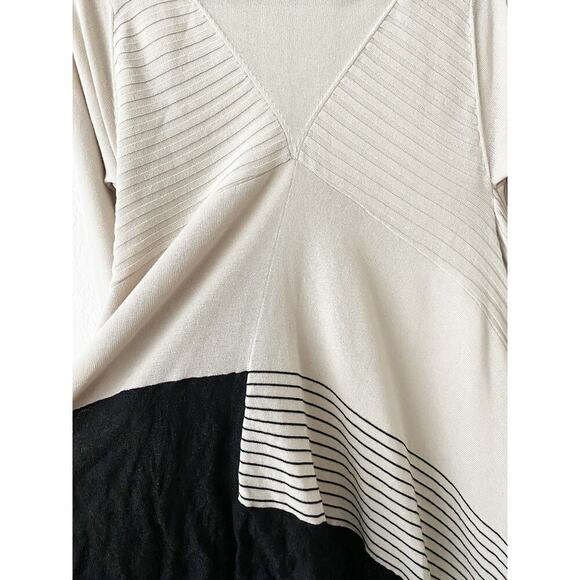 Stella Carakasi Women's Open Front Waterfall Asymmetrical Beige Black Sweater XS - Picture 5 of 8